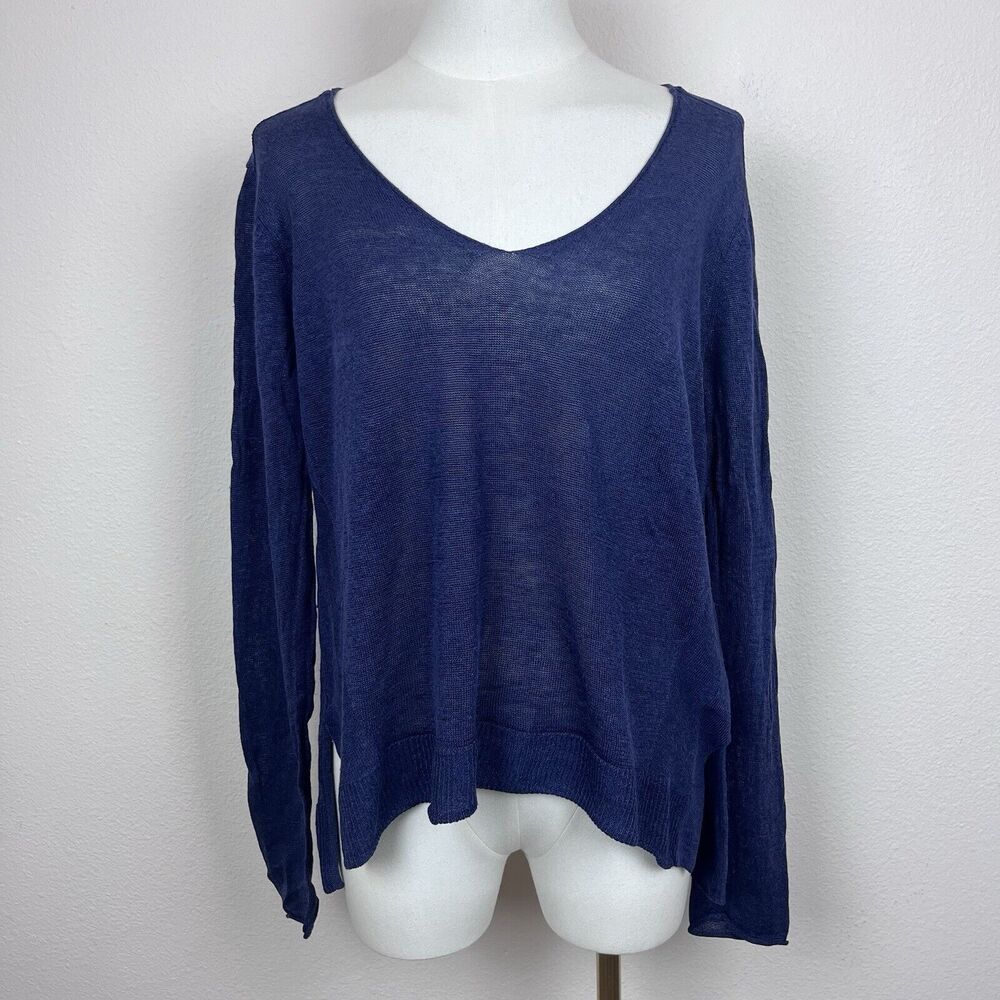 Eighteen68 Sweater Womens Medium Lightweight Linen Minimal Capsule Everyday Blue